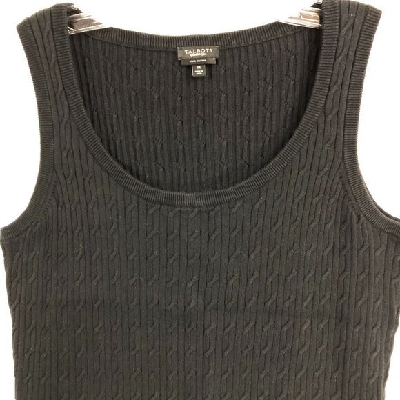Talbots Black Swank Sweater Tank Top Pima Cotton Size Medium - Picture 2 of 6